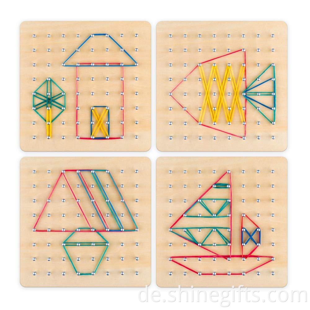 Wooden Geoboard Manipulative Material Graphical Educational Toys STEM Puzzle Matrix 8x8 Brain Teaser Toys